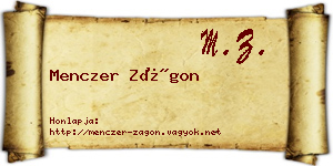 Menczer Zágon névjegykártya